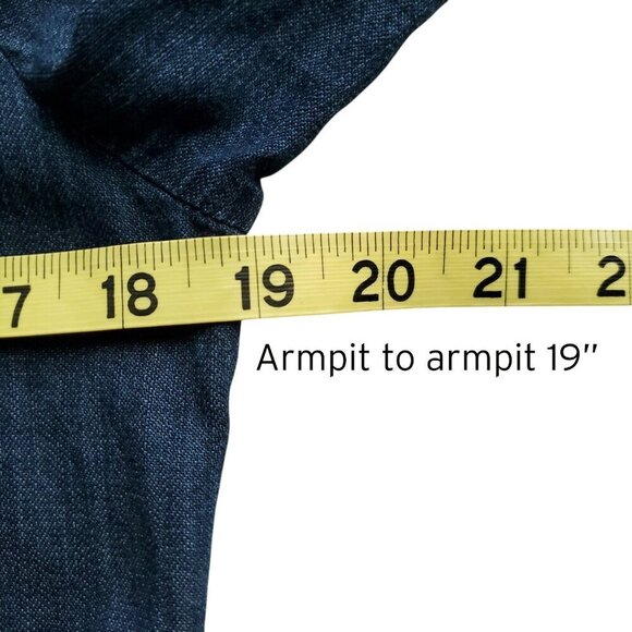 A New Day 100% Cotton Chambray Denim Shirtdress Deep Blue Cowgirl Tie Belt S - Picture 11 of 16